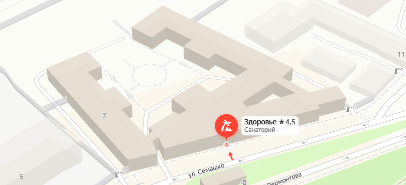 Санаторий «Здоровье» на карте 